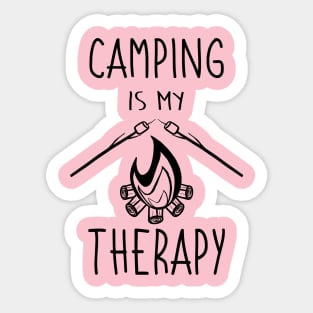 Camping Is My Therapy Happy Place Camper Campfire Nature Adventure Outdoors Life Smores Funny Sticker